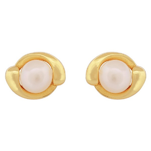 PENDIENTE PERLA BORDE PLATA LISA - PE6493CH
