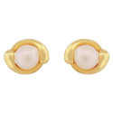 PENDIENTE PERLA BORDE PLATA LISA - PE6493CH