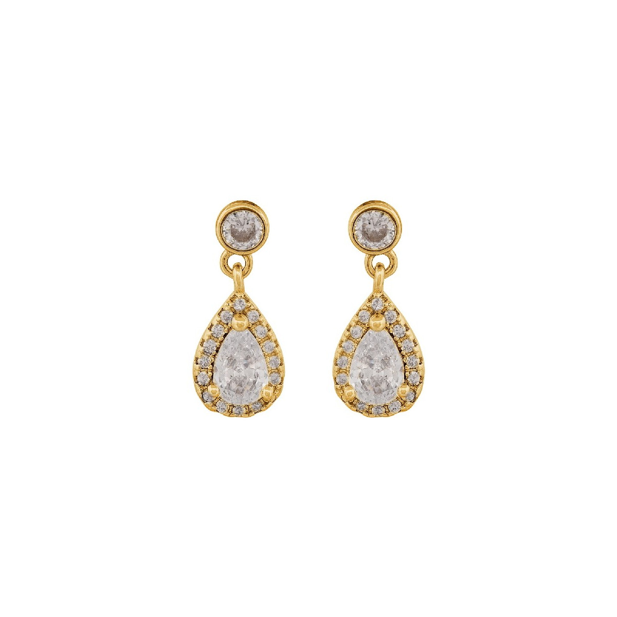 PENDIENTE CHATON + LAGRIMA CZ - PE6499CH