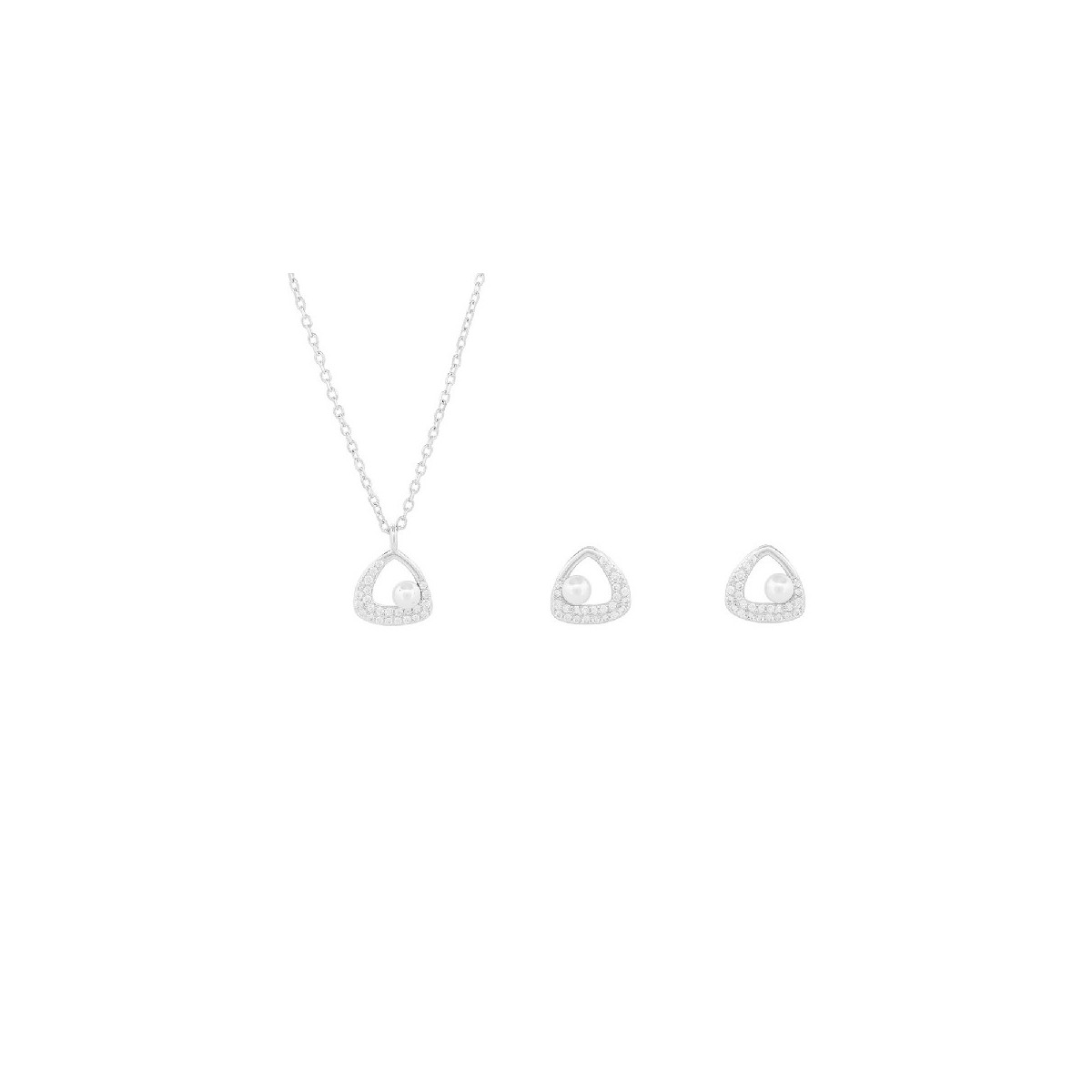 JUEGO TRIANGULO CZ CENTRO PERLA - JU3127R