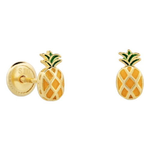PENDIENTE PIÑA ESMALTE ROSCA TACO DE 3 UD - PE5458CH