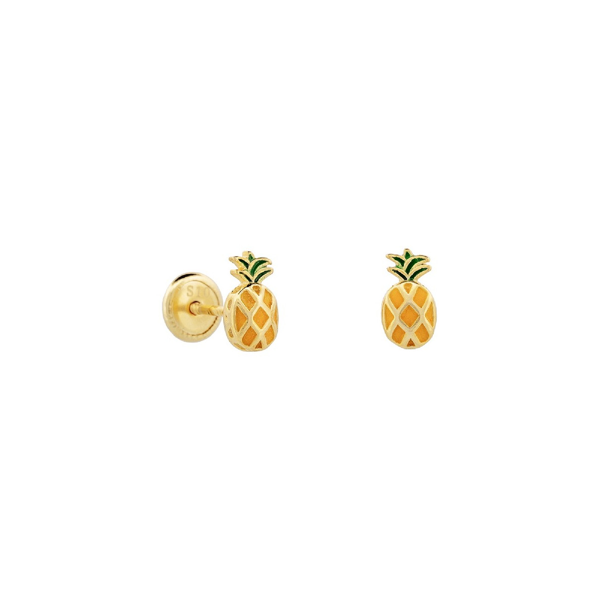 PENDIENTE PIÑA ESMALTE ROSCA TACO DE 3 UD - PE5458CH