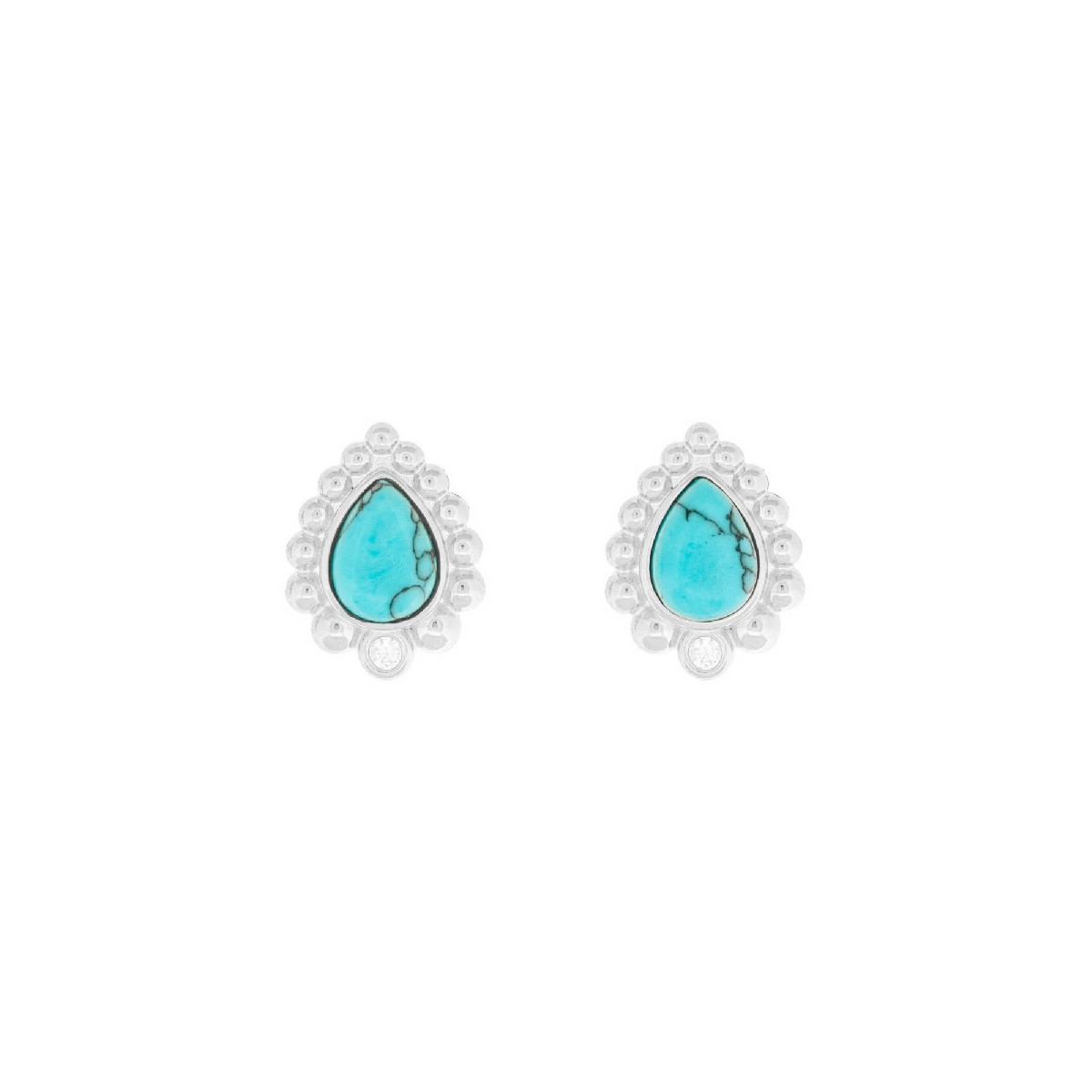 PEND. PIEDRA FORMA LAGRIMA BORDE BOLITAS - PE6541R/15