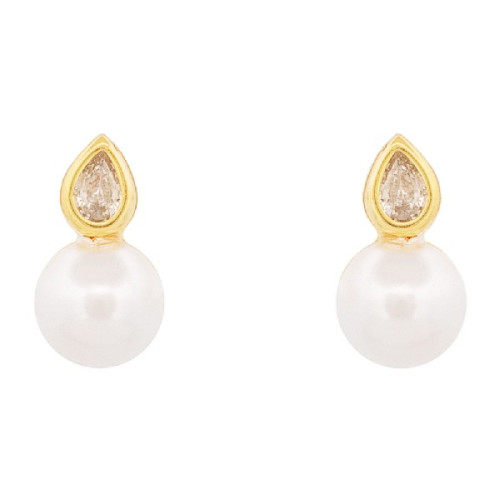 PEND. LAGRIMA CZ CON PERLA ABAJO - PE6558CH