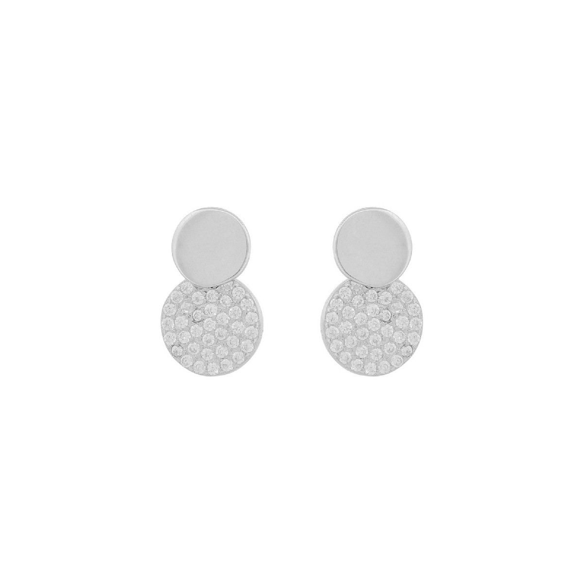 PEND. 2 CIRCULOS LISO ABAJO CON CZ - PE6589R