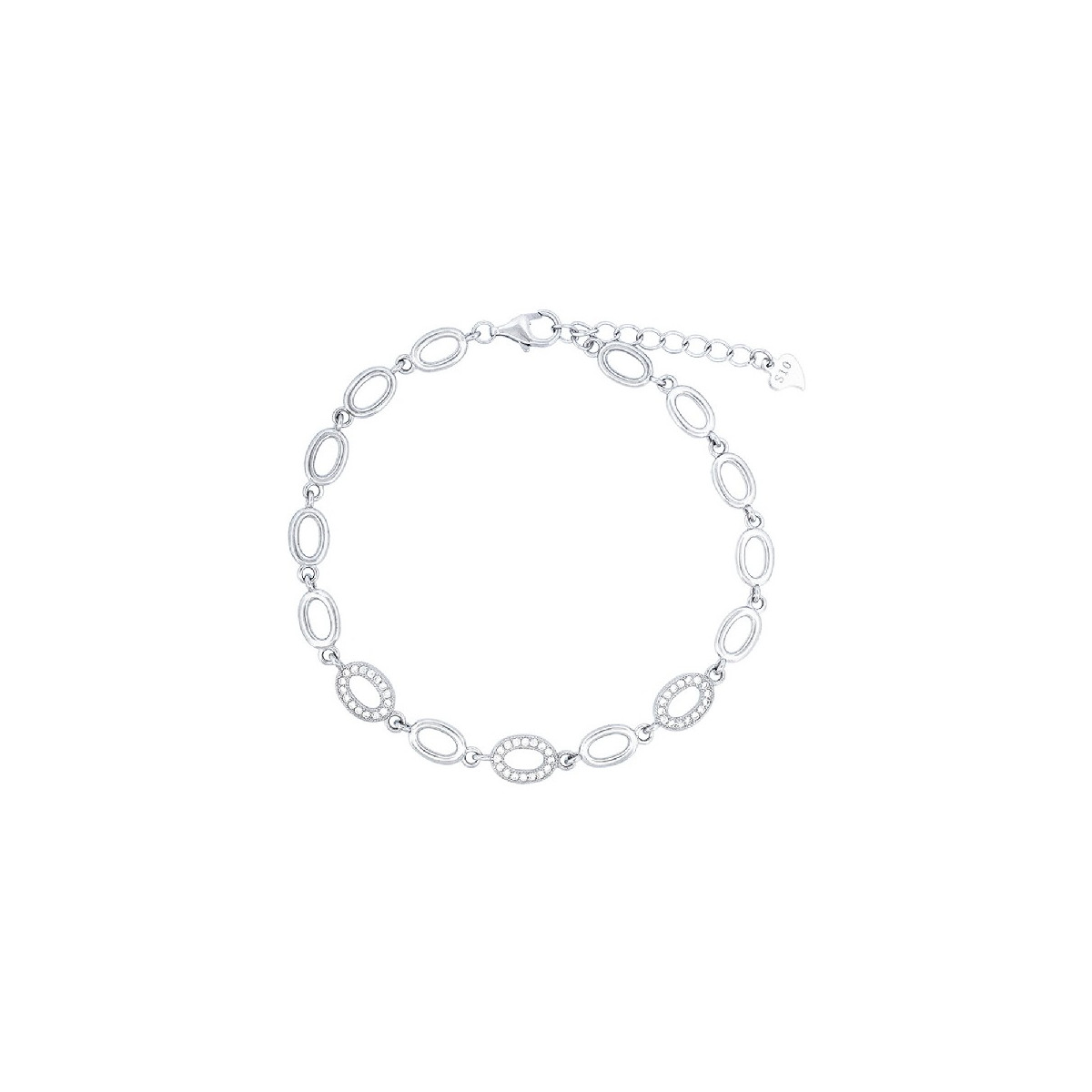 PULSERA OVALES CZ + LISO - PU4358
