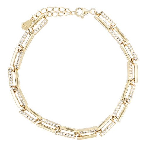 PUL.ESLABON RECTANGULAR MITAD LISOS Y CZ - PU5740CH