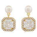 PENDIENTE PERLA CON CUADRADO CZ PRESION - PE6634CH
