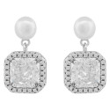 PENDIENTE PERLA CON CUADRADO CZ PRESION - PE6634R