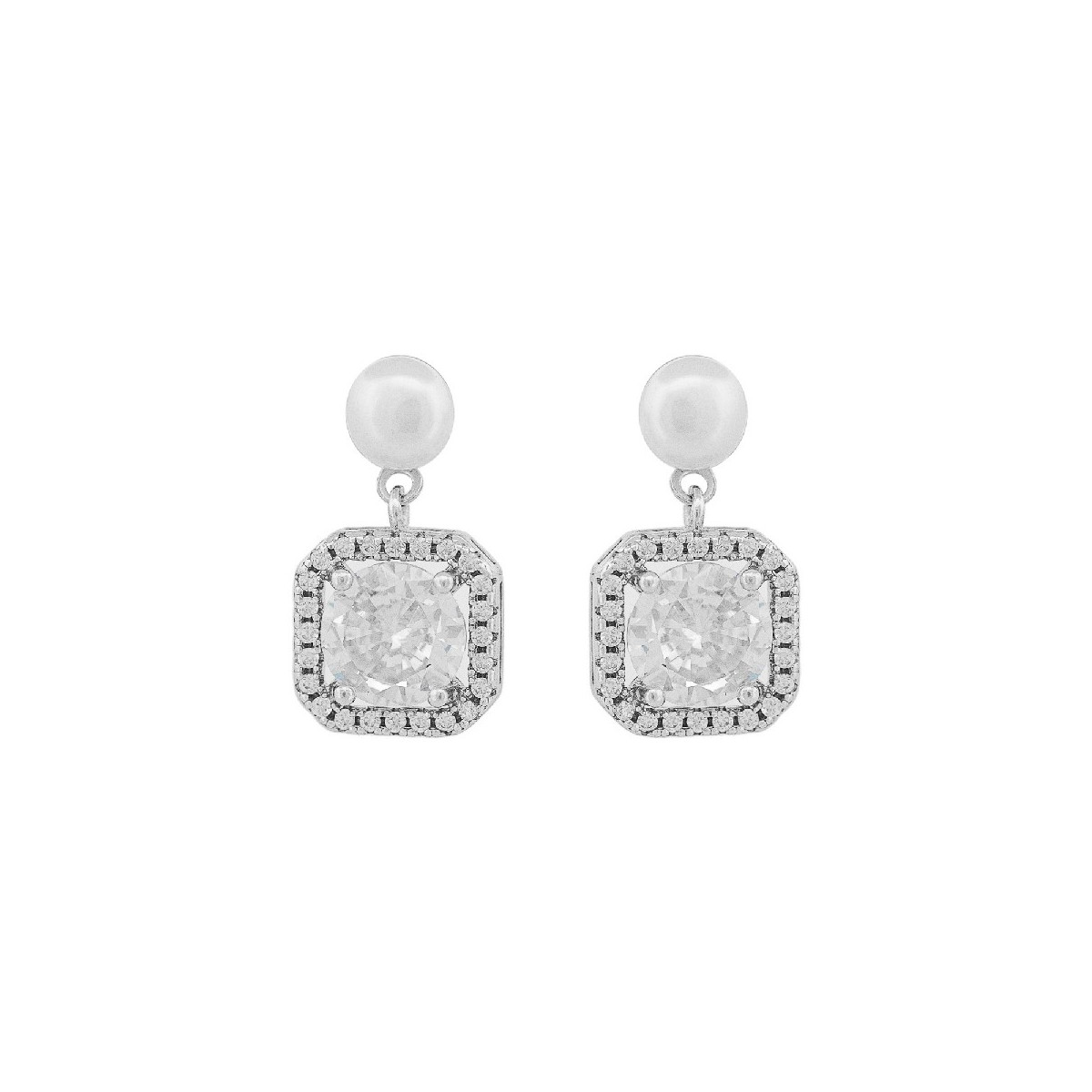 PENDIENTE PERLA CON CUADRADO CZ PRESION - PE6634R