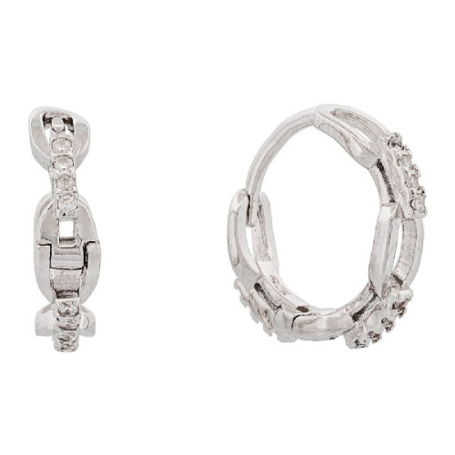 PENDIENTE ARO ESLABON LISO + CZ - PE6638R