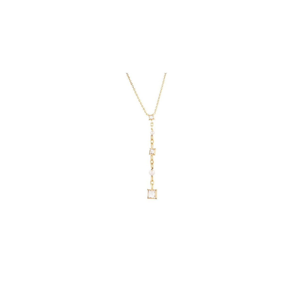 GARG. CZ CUADRADA + PERLA EN FORMA DE Y - GA1892CH