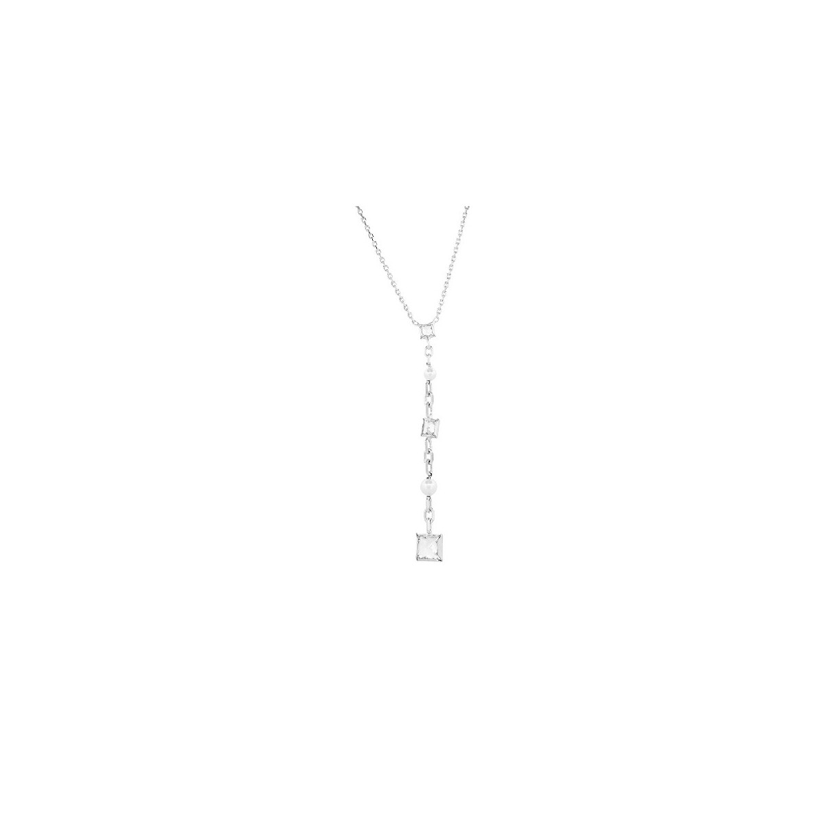 GARG. CZ CUADRADA + PERLA EN FORMA DE Y - GA1892R