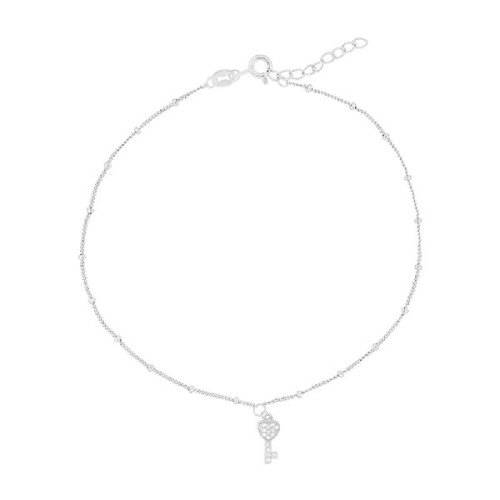 TOBILLERA CADENA BOLITAS + LLAVE CZ - PU5764RT