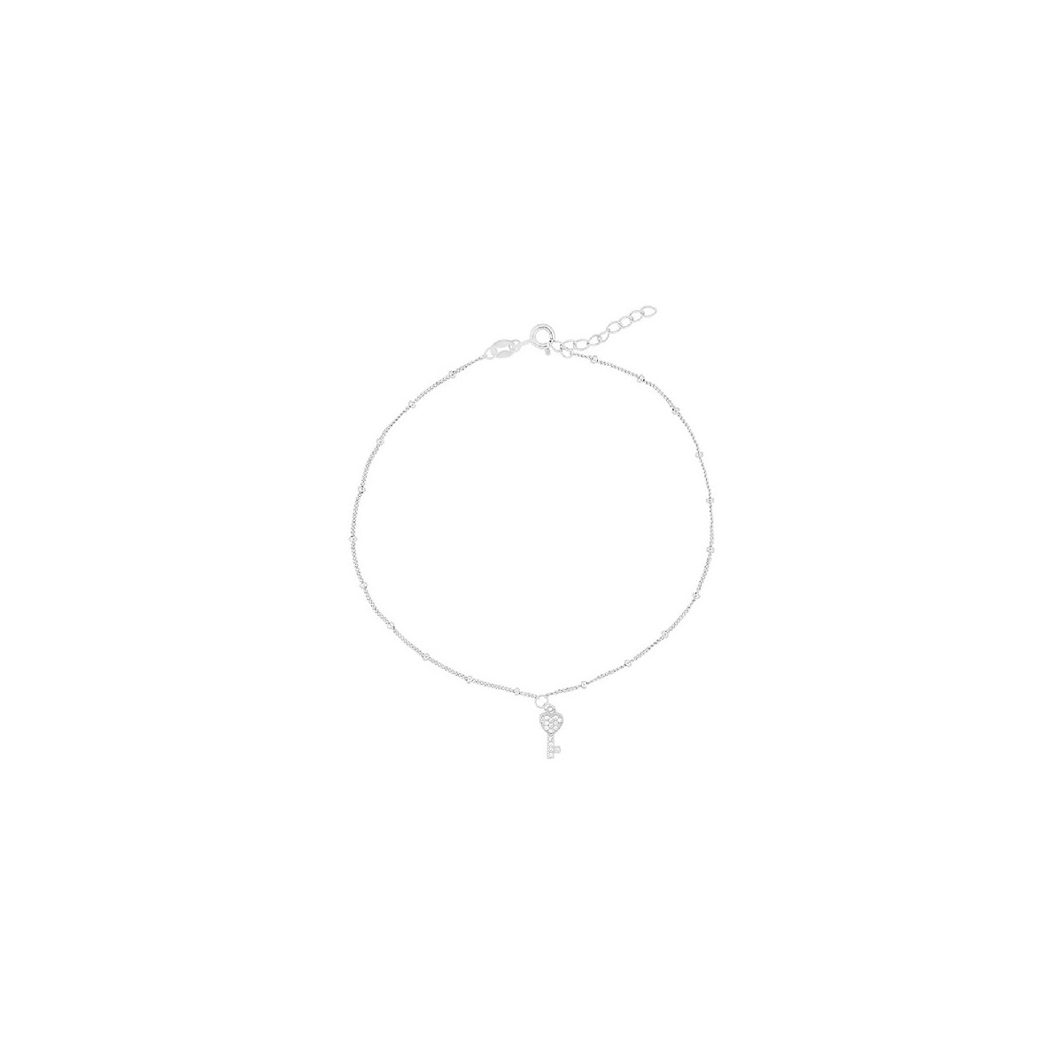 TOBILLERA CADENA BOLITAS + LLAVE CZ - PU5764RT