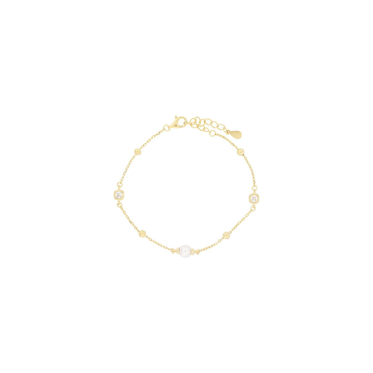 PULSERA CUADRADO CZ CON PERLA - PU5847CH
