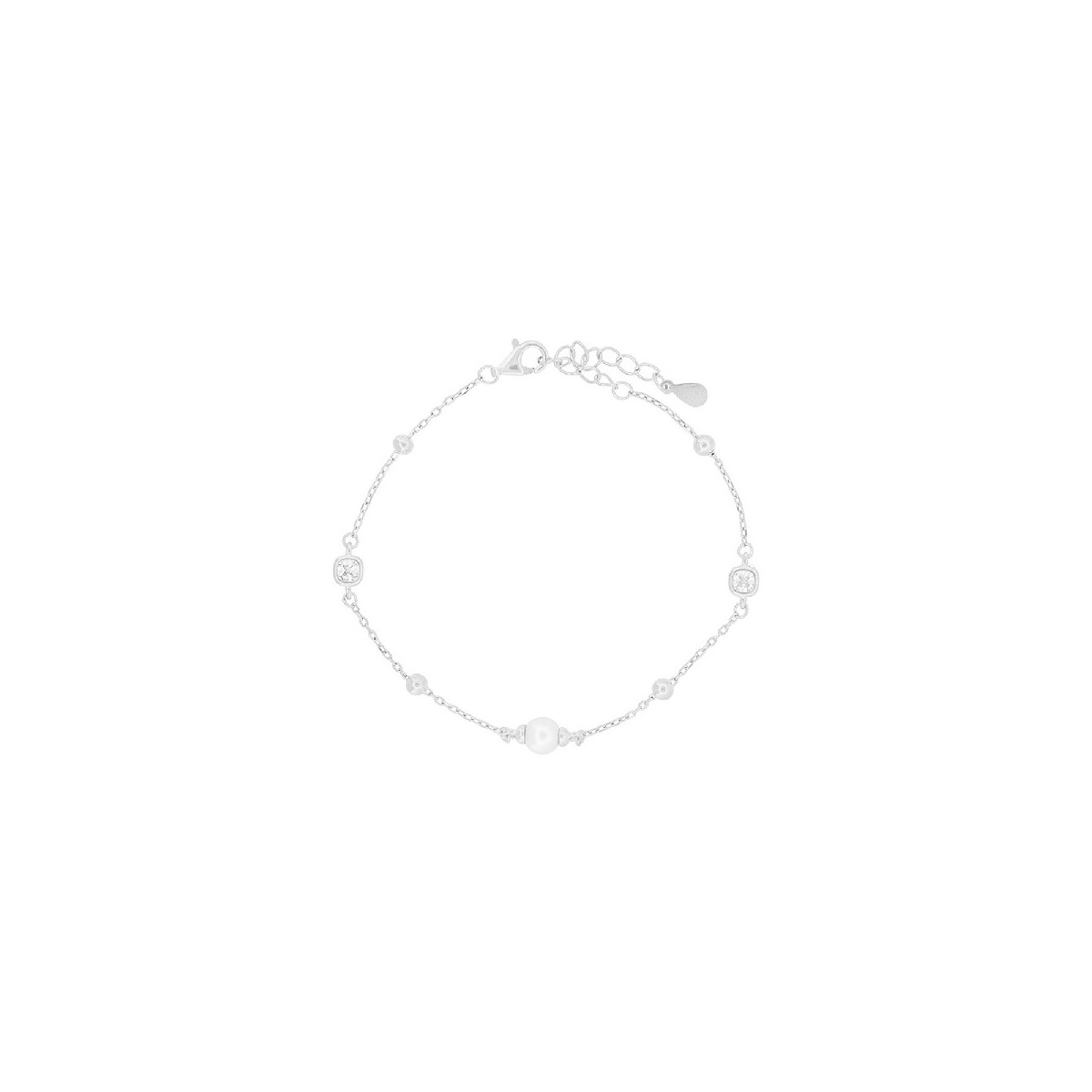 PULSERA CUADRADO CZ CON PERLA - PU5847R