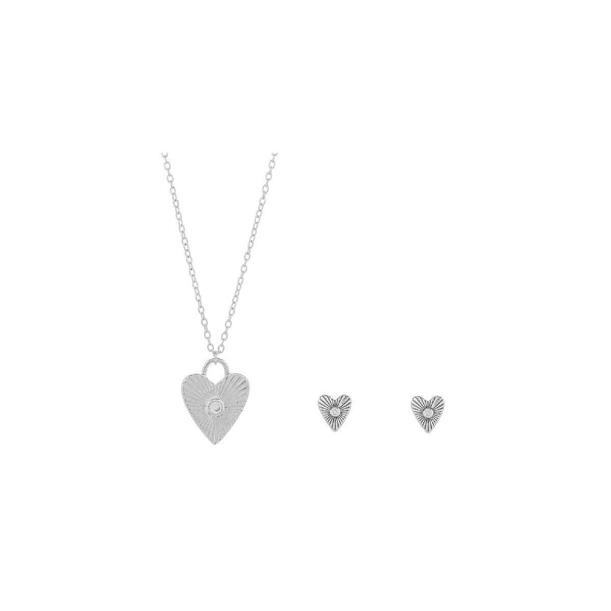 JUEGO CORAZON RAYADO CON CZ CENTRO - JU3145R JUEGO CORAZON RAYADO CON CZ CENTRO - JU3145R