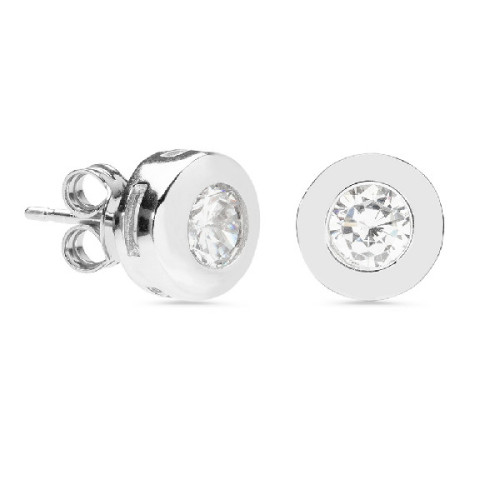 PENDIENTE CHATON CON CZ 6 MM  - PE6000R/04