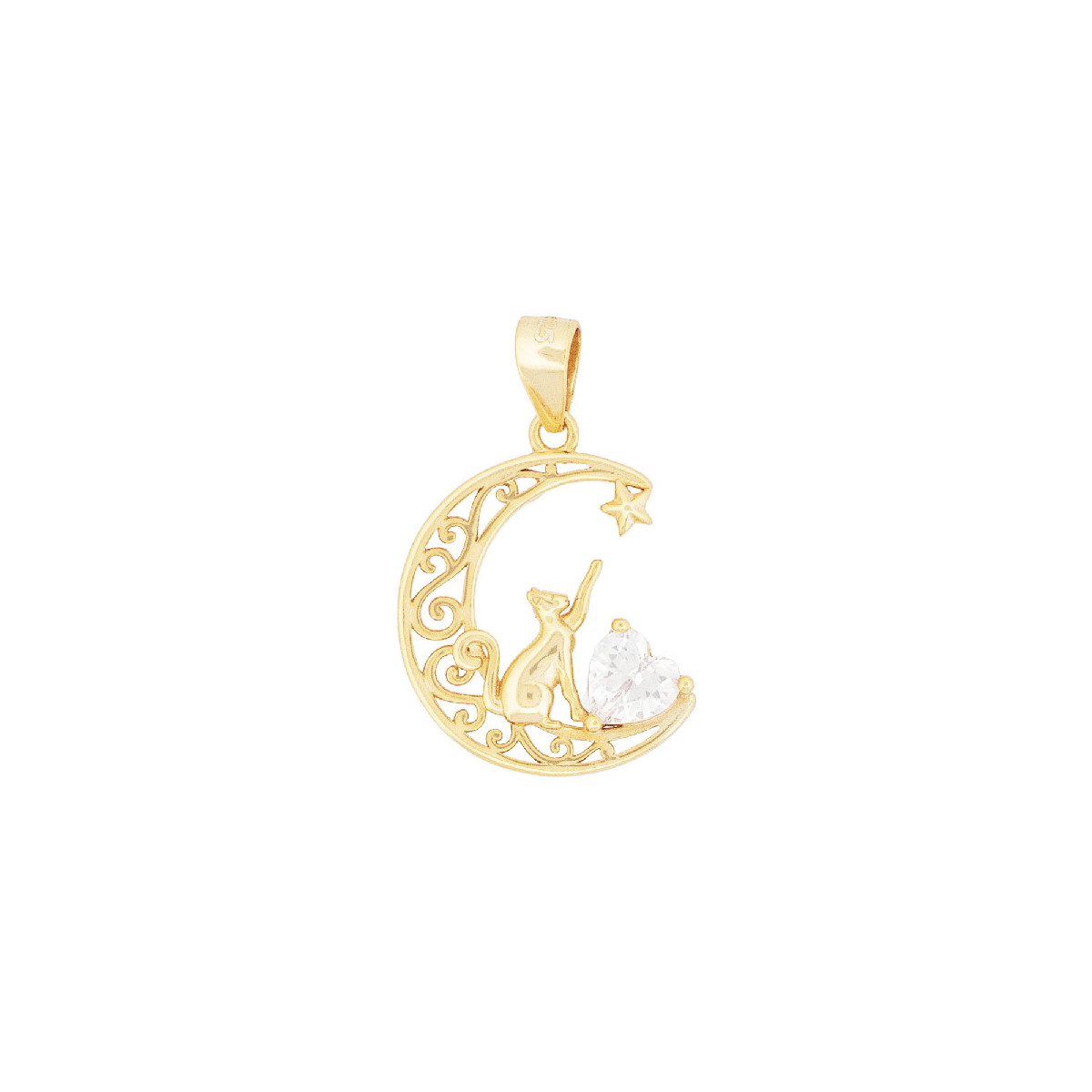 COLGANTE LUNA CON GATO TOCANDO ESTRELLA - CO3007CH