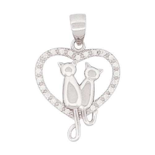 COLGANTE CORAZON CZ 2 GATOS DENTRO - CO3011R