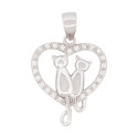 COLGANTE CORAZON CZ 2 GATOS DENTRO - CO3011R
