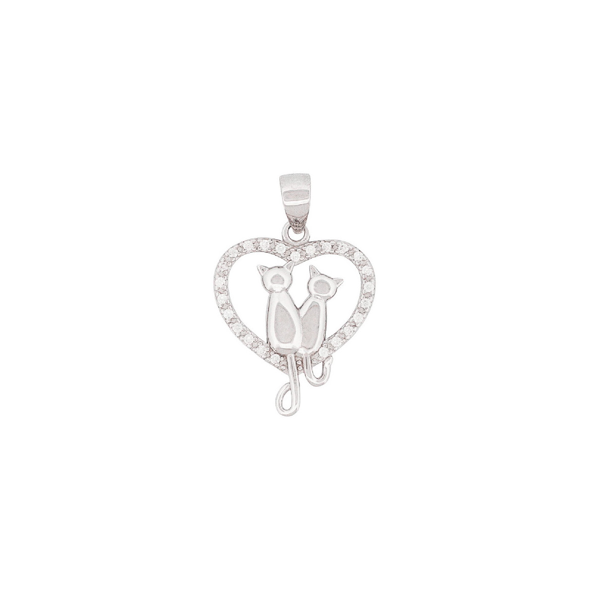 COLGANTE CORAZON CZ 2 GATOS DENTRO - CO3011R
