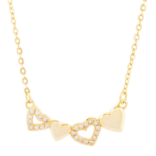 GARG. 2 CORAZONES LISOS + 2 CON CZ - GA1925CH