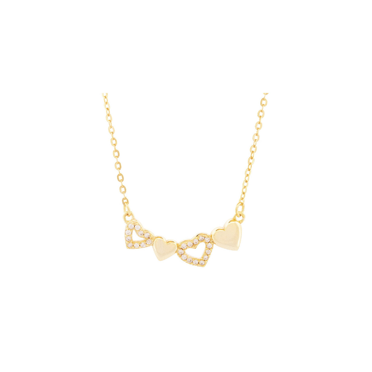 GARG. 2 CORAZONES LISOS + 2 CON CZ - GA1925CH