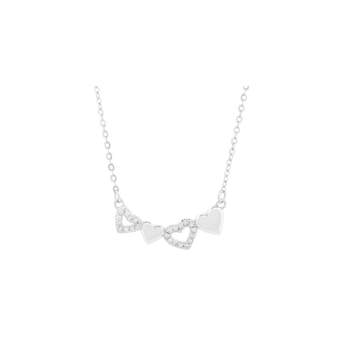 GARG. 2 CORAZONES LISOS + 2 CON CZ - GA1925R