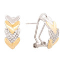 P. OMEGA CORAZONES LISOS Y CZ  BICOLOR - PE6767R/CH