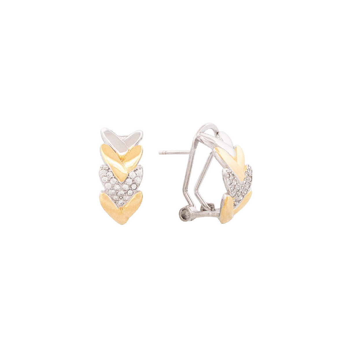 P. OMEGA CORAZONES LISOS Y CZ  BICOLOR - PE6767R/CH