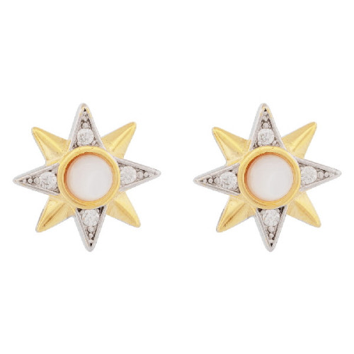 PENDIENTE ESTRELLA NACAR CENTRO + CZ - PE6768R/CH
