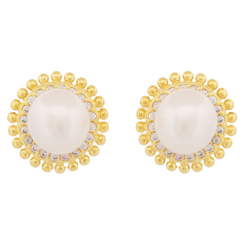PENDIENTE PERLA BORDE CZ - PE6775CH