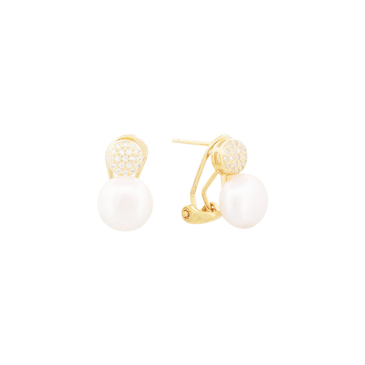 PENDIENTE PERLA OMEGA CIRCULO CZ - PE6760CH