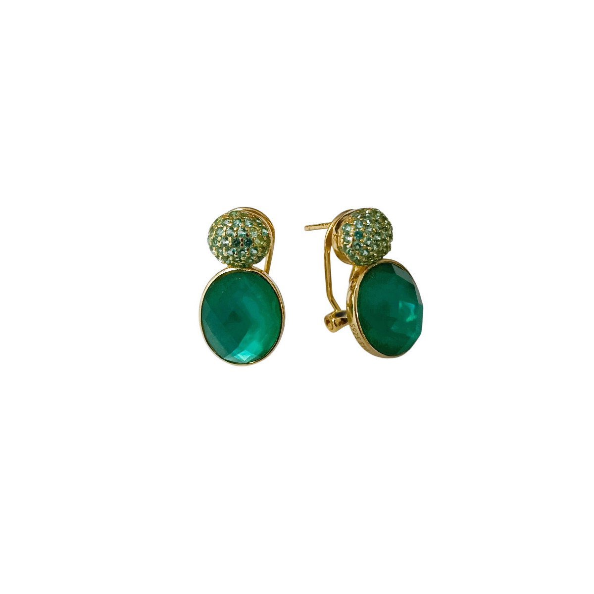 PEND. CABEZA CZ + VERDE OVAL OMEGA - PE6938CH/34