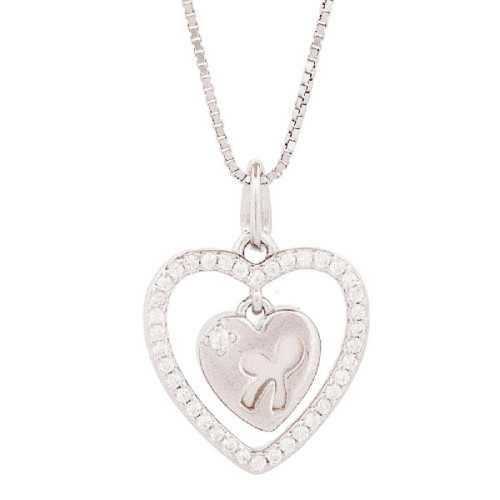 COLGANTE CORAZON CZ NACAR REVERSIBLE - CO3013R