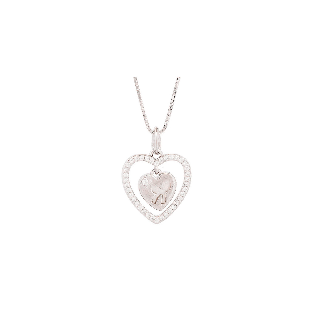 COLGANTE CORAZON CZ NACAR REVERSIBLE - CO3013R