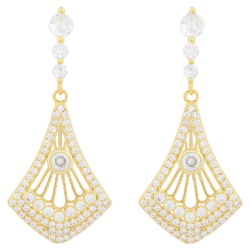 PENDIENTE LARGO 3 CZ DISMINUCION + PIEZA - PE6789CH