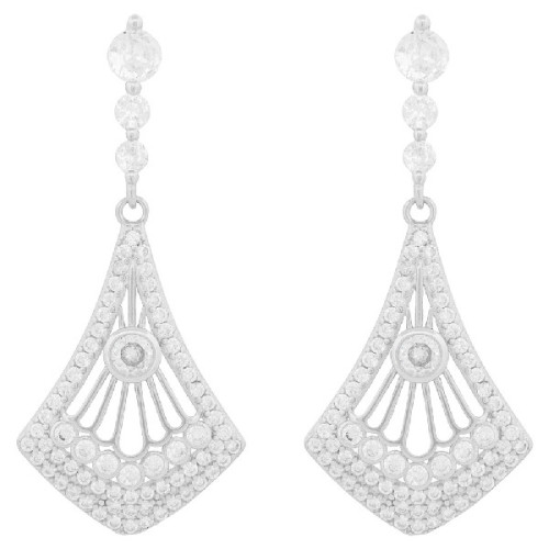 PENDIENTE LARGO 3 CZ DISMINUCION + PIEZA - PE6789R