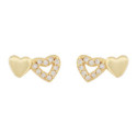 PENDIENTE 2 CORAZONES LISO Y CZ CALADO - PE6799CH