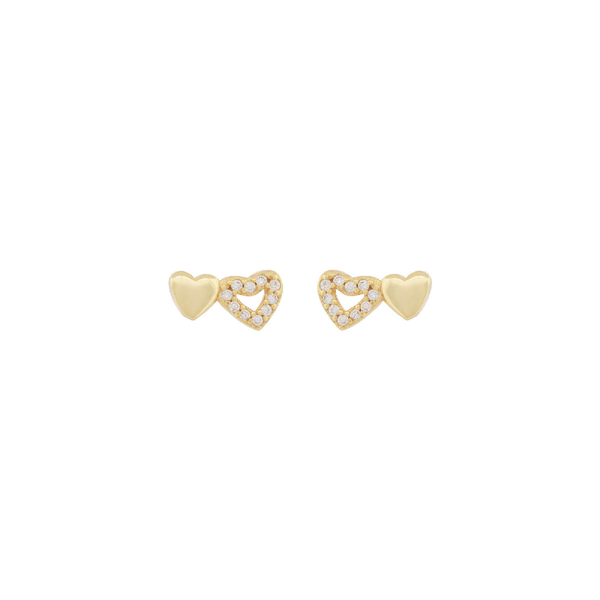 PENDIENTE 2 CORAZONES LISO Y CZ CALADO - PE6799CH