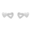 PENDIENTE 2 CORAZONES LISO Y CZ CALADO - PE6799R