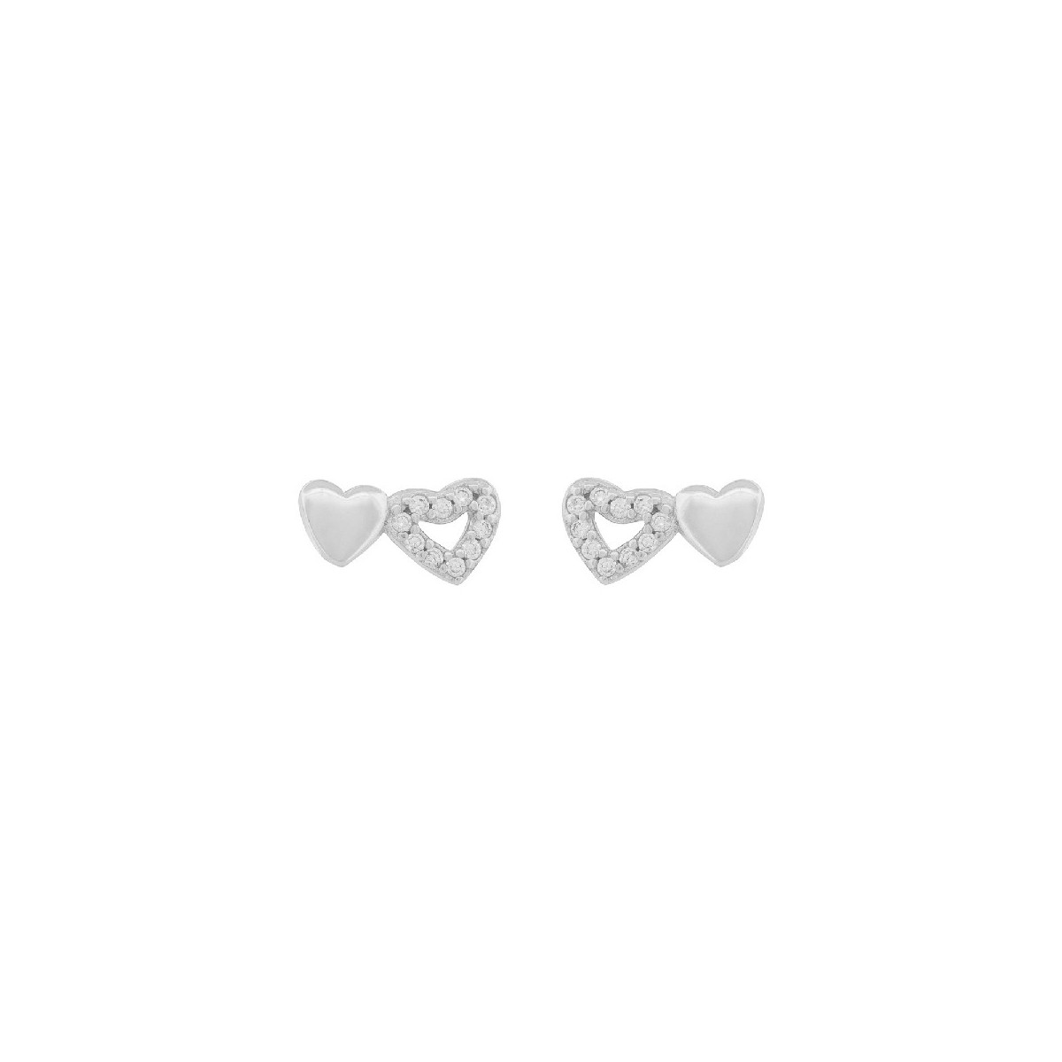 PENDIENTE 2 CORAZONES LISO Y CZ CALADO - PE6799R