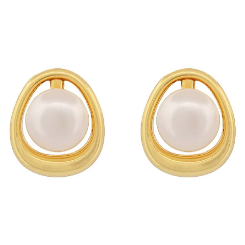 PENDIENTE PERLA NATURAL CERCO OVAL - PE6822CH