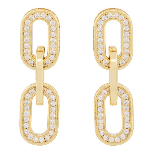 PENDIENTE DOBLE ESLABON CON CZ - PE6808CH