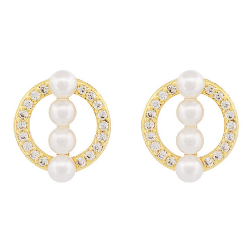 PENDIENTE CIRCULO CZ CON 4 PERLAS - PE6812CH