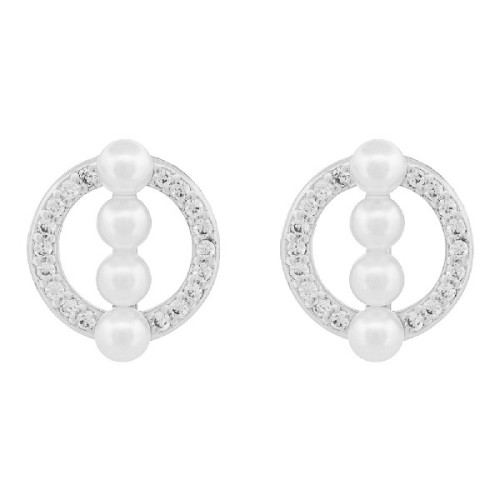 PENDIENTE CIRCULO CZ CON 4 PERLAS - PE6812R