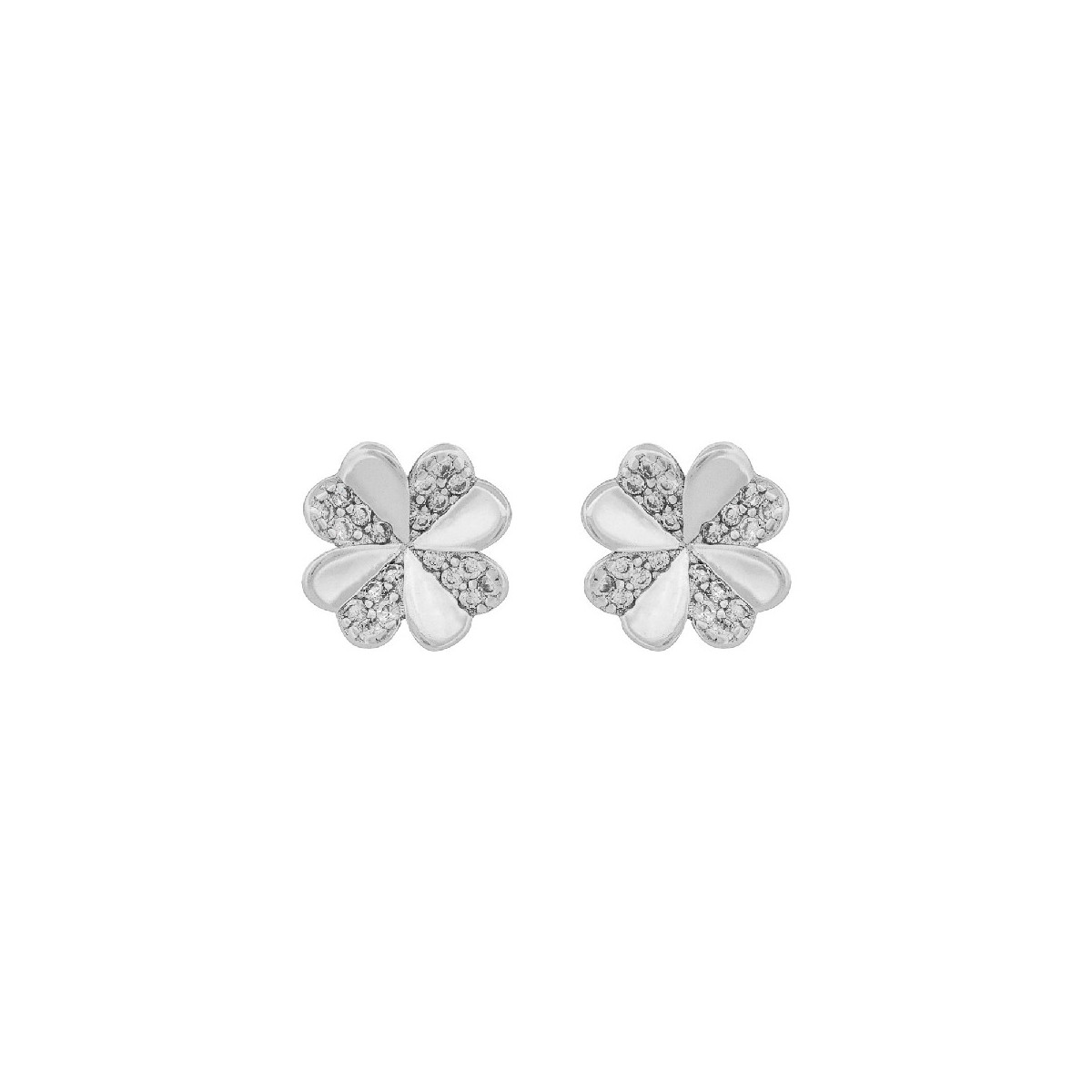 PENDIENTE TREBOL 4 HOJAS MITAD CZ - PE6817R