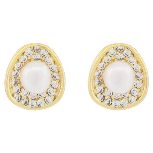 PE. OVAL CZ CENTRO PERLA NATURAL - PE6829CH